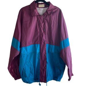 Vintage 90s Golfsmith Golf Nylon Men Windbreaker Jacket Purple Teal Green Vented